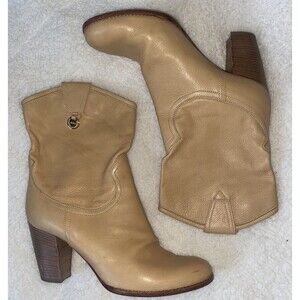 R & Renzi Heeled Boots Leather Vero Cuolo Size 37 (USA 7) Made In Italy